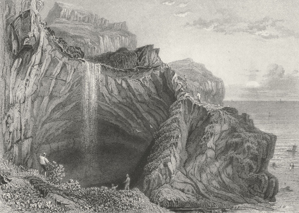 IOW. Blackgang Chine-Bartlett c1840 old antique vintage print picture